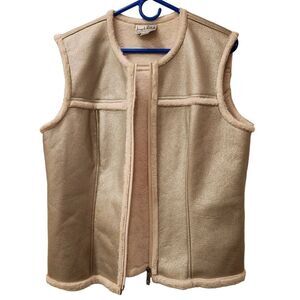 Joseph Ribkoff Womens Silver/Cream Zip Front Vest Sz US 16